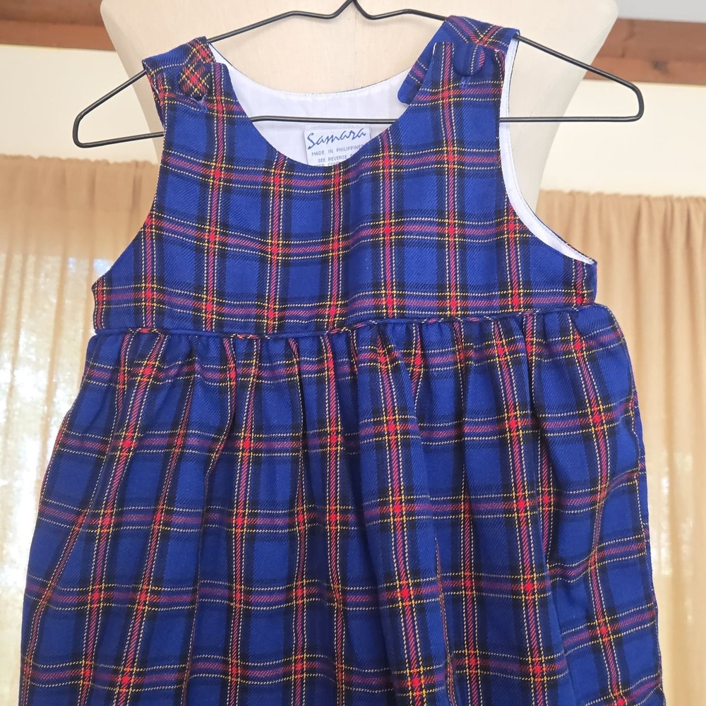 SAMARA - Girls Blue Plaid Sleeveless Jumper Dress School Uniform 2T